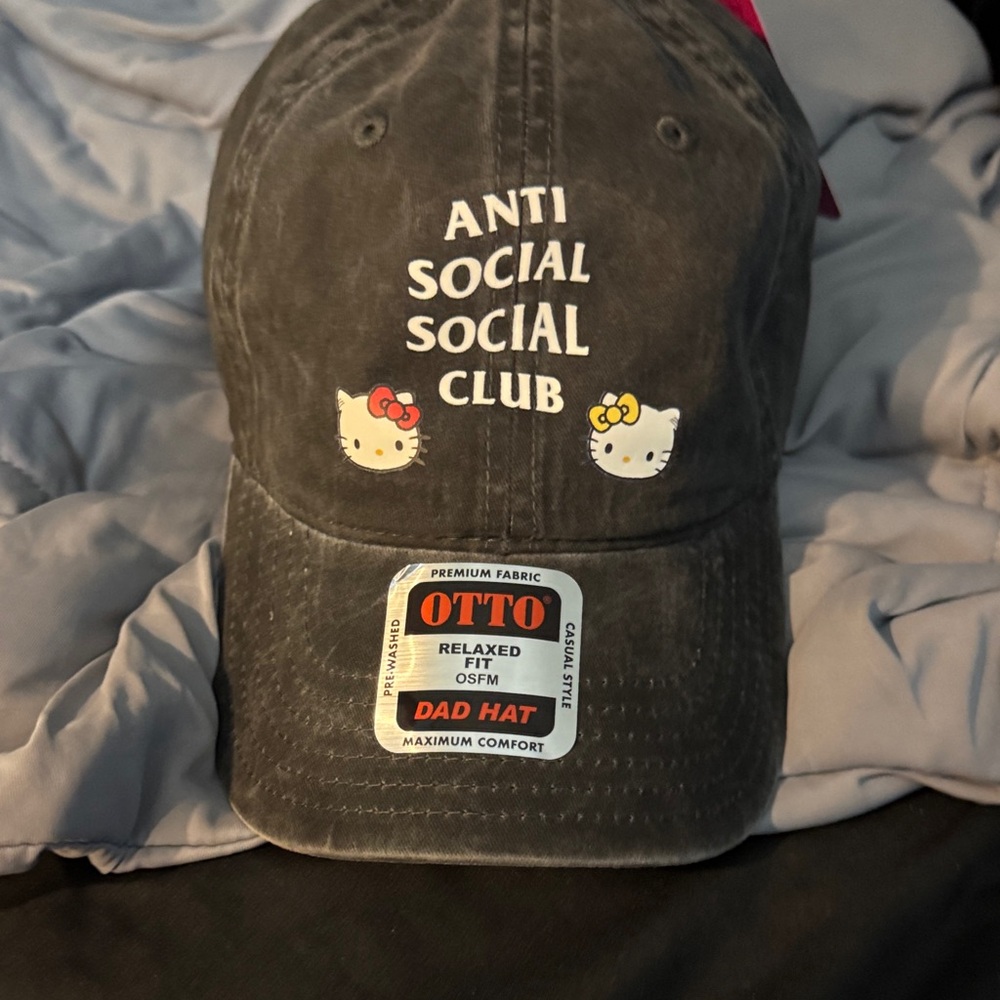 Anti Social Social Club x Hello Kitty dad hat distressed. NWT